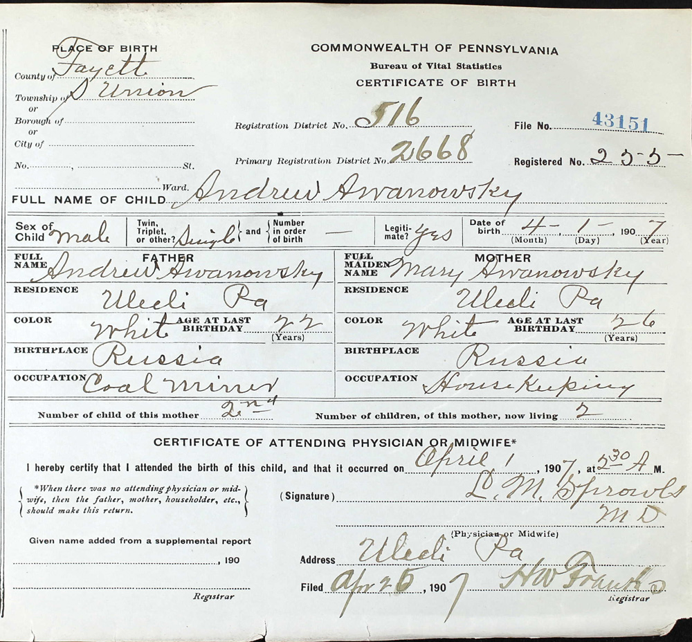 birth certificate